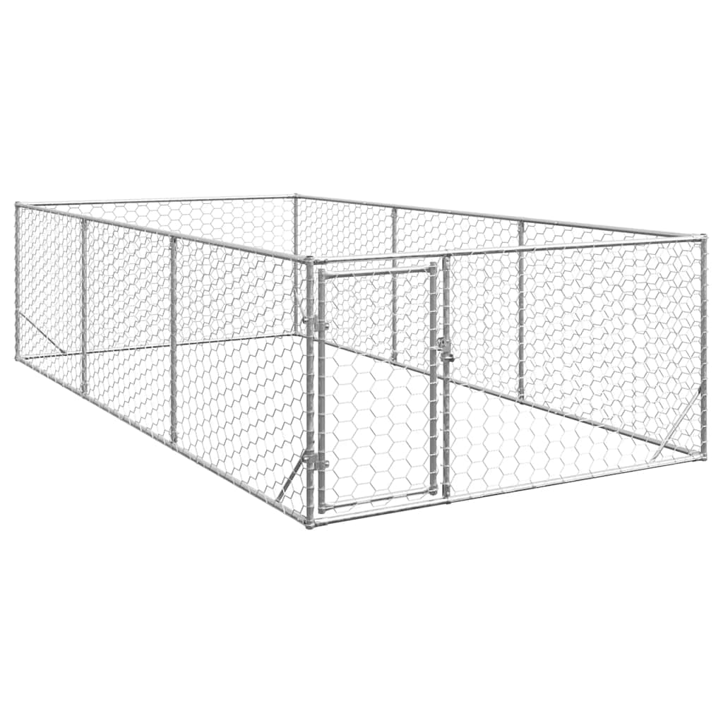 Outdoor Dog Kennel with Door 2x4x1 m Galvanised Steel