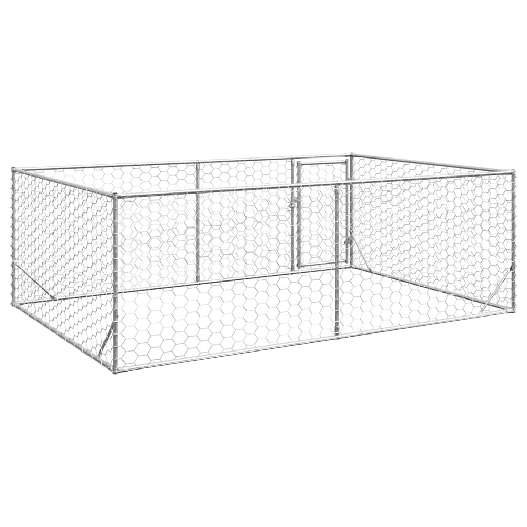 Outdoor Dog Kennel with Door 3x2x1 m Galvanised Steel