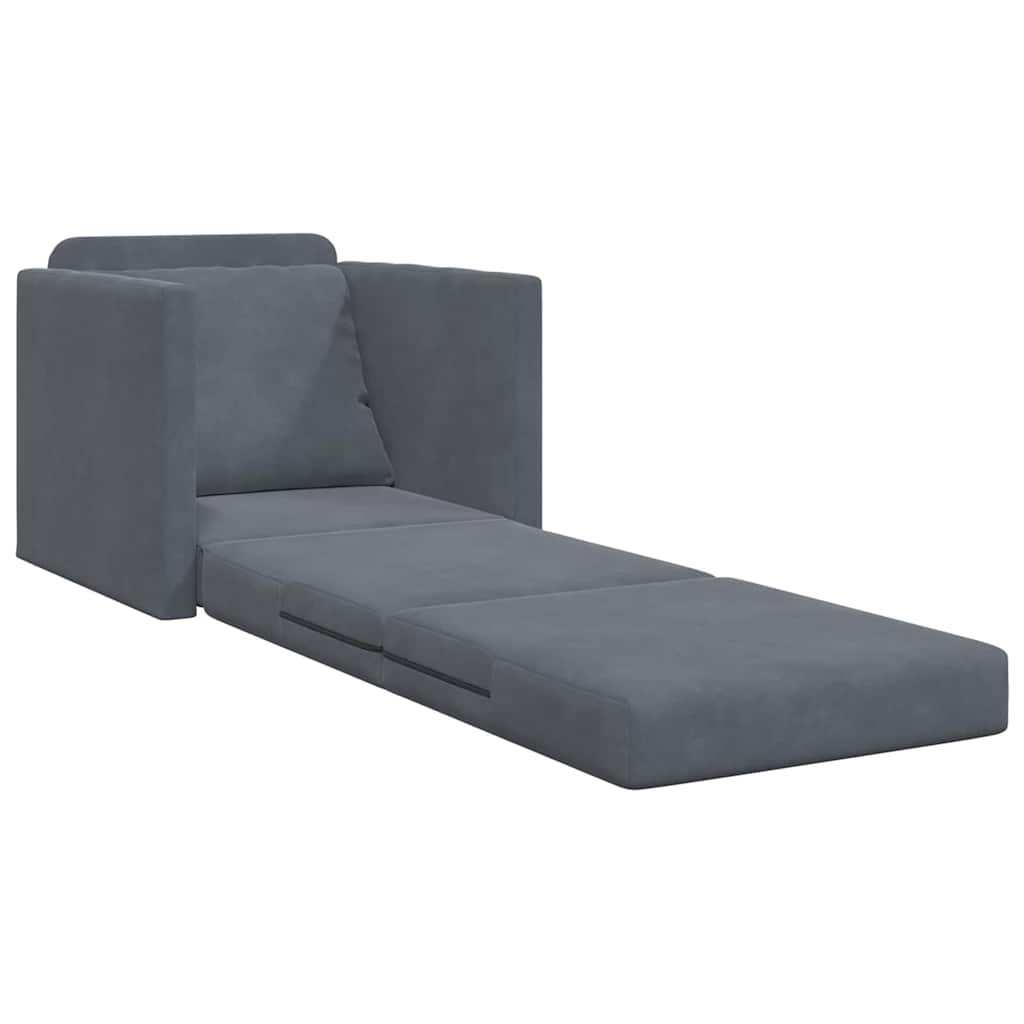 Sofa Bed Dark Grey 74 x 77 x 81 cm Velvet