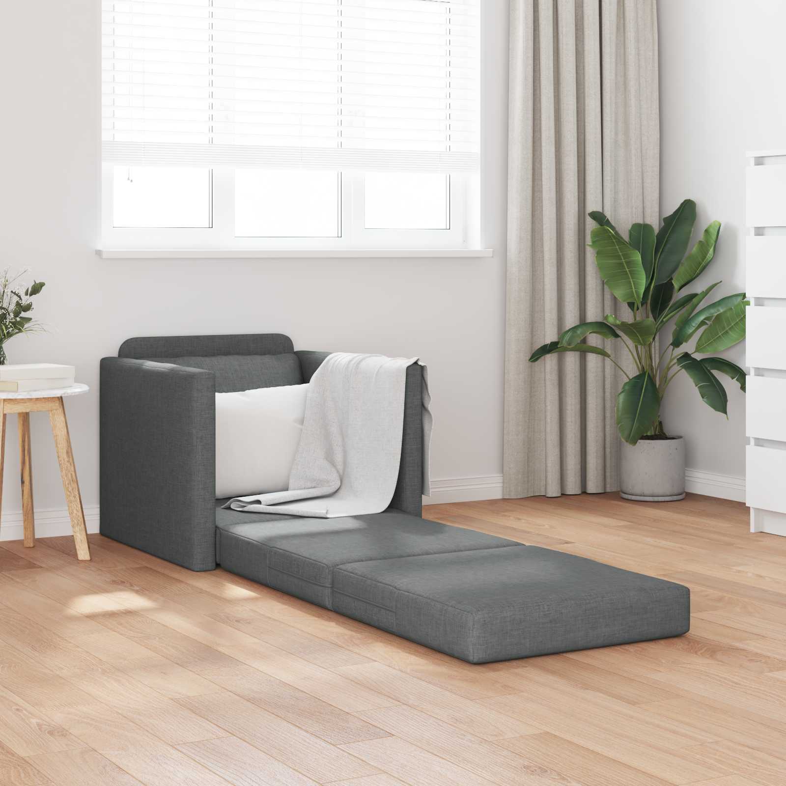 Sofa Bed 60cm Dark Grey Fabric
