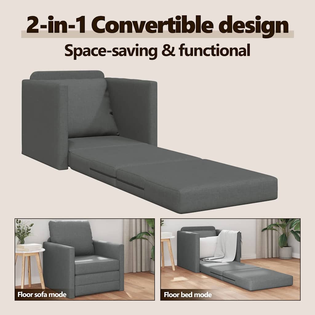 Sofa Bed 60cm Dark Grey Fabric