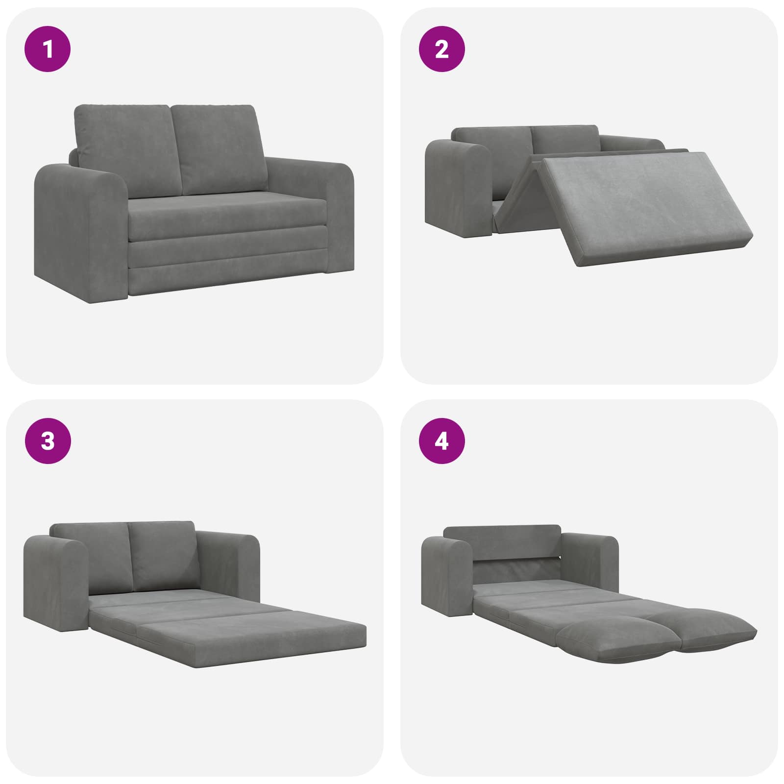 Sofa Bed Dark Grey 148 x 71 x 83 cm Velvet