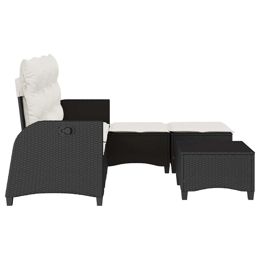 3 Piece Garden Sofa Set with Cushions L-shaped Black Poly Rattan