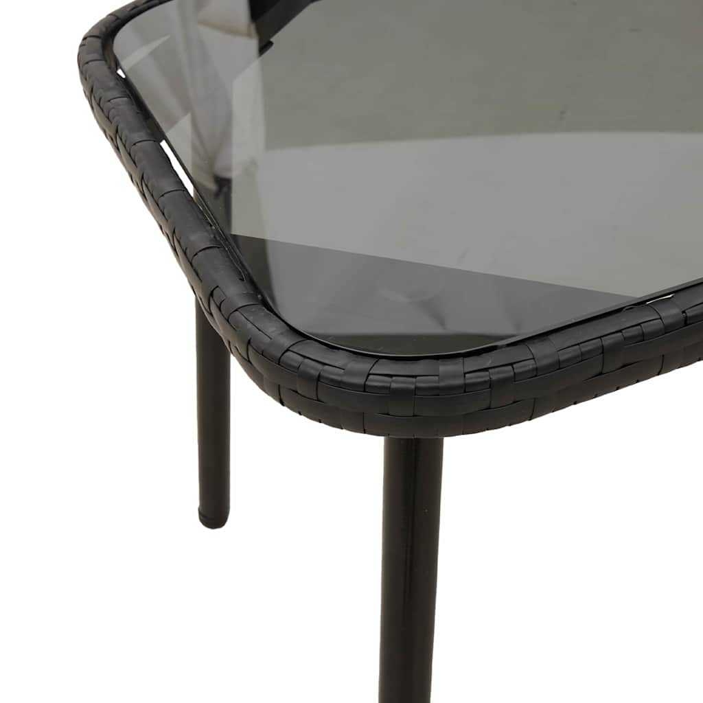 Garden Dining Set with Cushion 2 pcs Black Poly Rattan