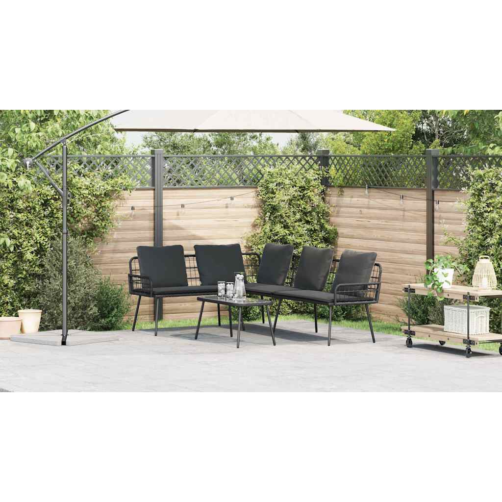 Garden Sofa Set 2 pcs Black Poly Rattan