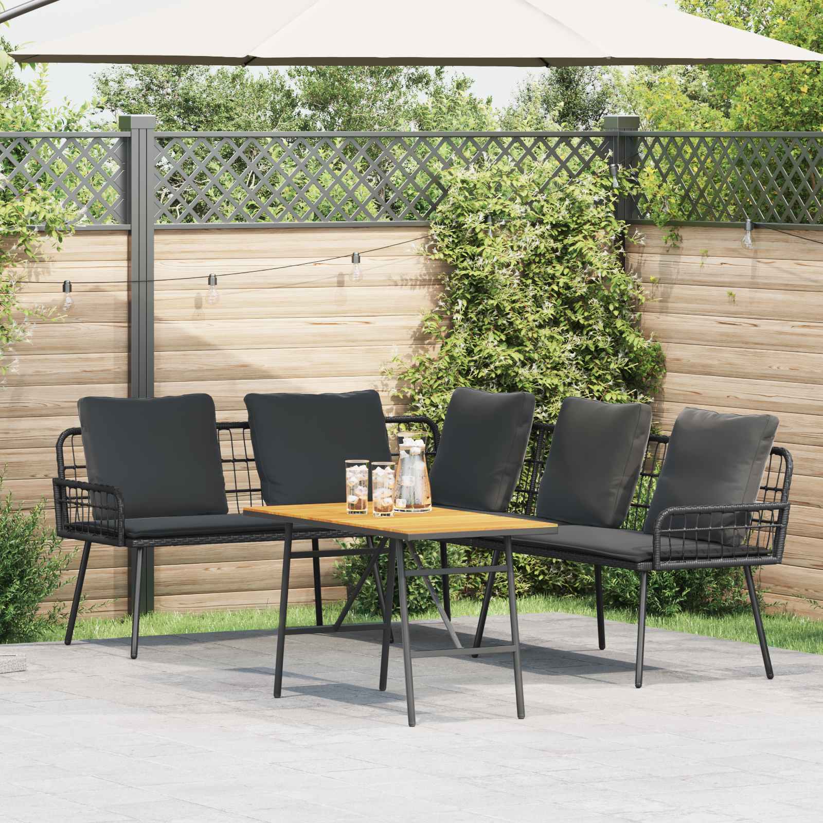 Garden Sofa Set 2 pcs Black Poly Rattan