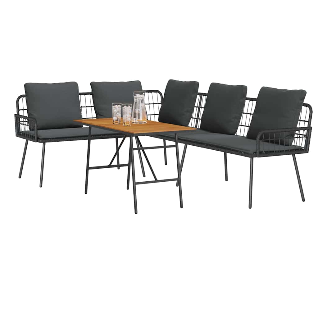 Garden Sofa Set 2 pcs Black Poly Rattan