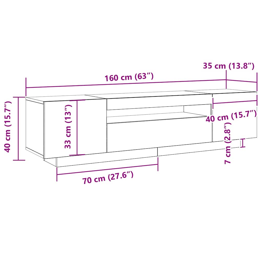 TV Cabinet Black 160 x 35 x 40 cm Engineered Wood