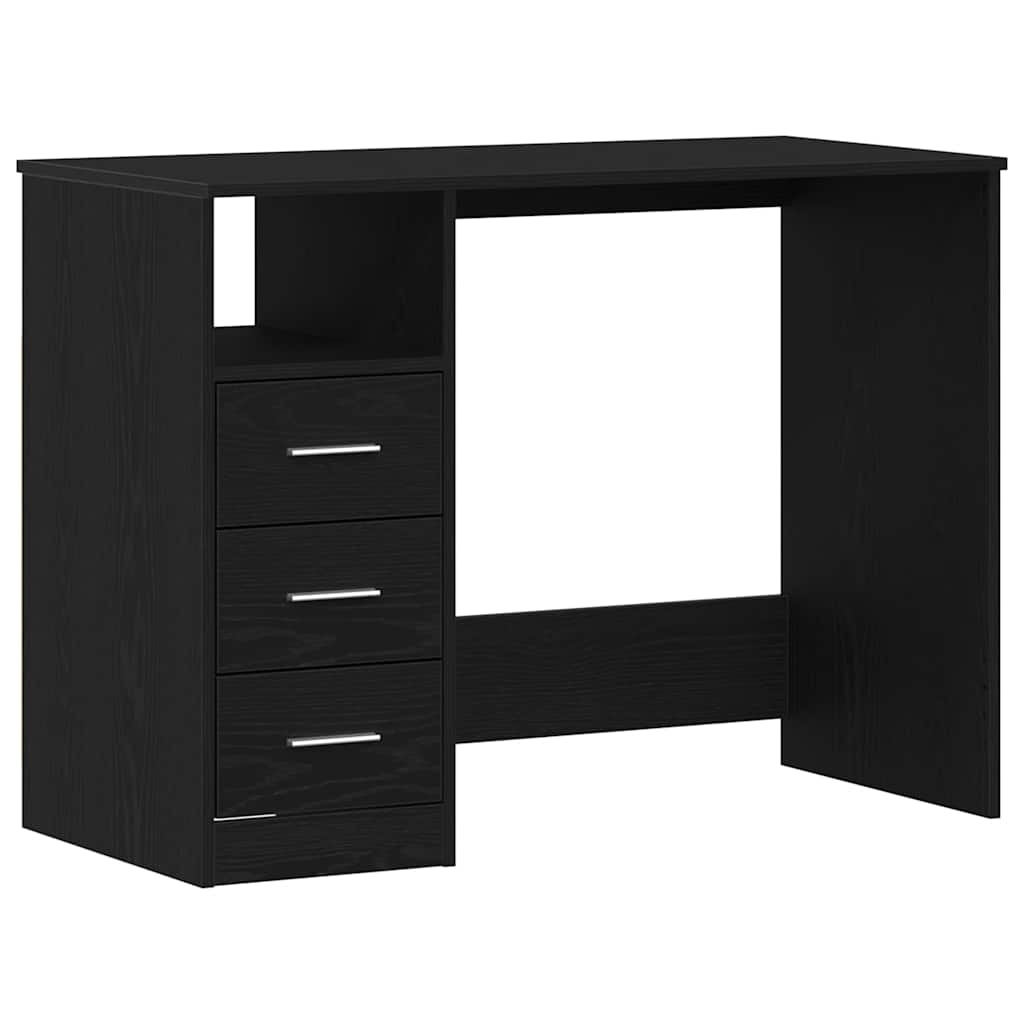 Desk with Drawers Black Oak 102x50x76 cm Engineered Wood