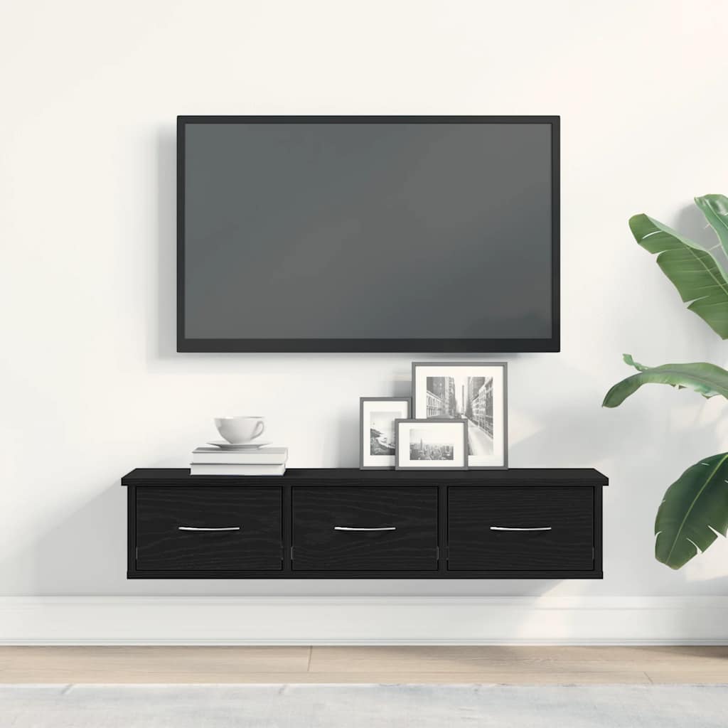 Wall Cabinet Black Oak 88x26x18.5 cm Engineered Wood