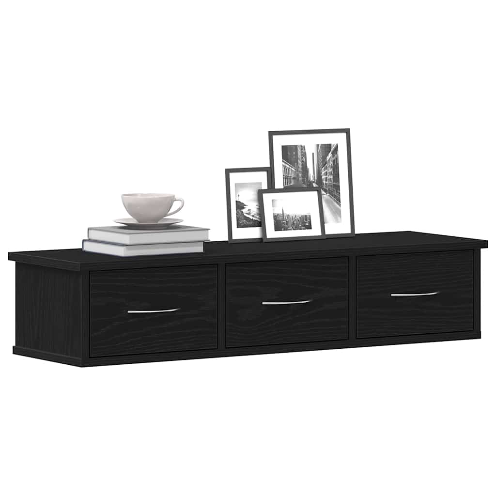 Wall Cabinet Black Oak 88x26x18.5 cm Engineered Wood