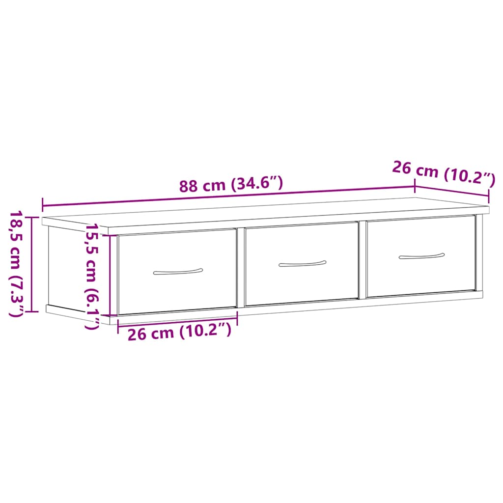 Wall Cabinet Black Oak 88x26x18.5 cm Engineered Wood