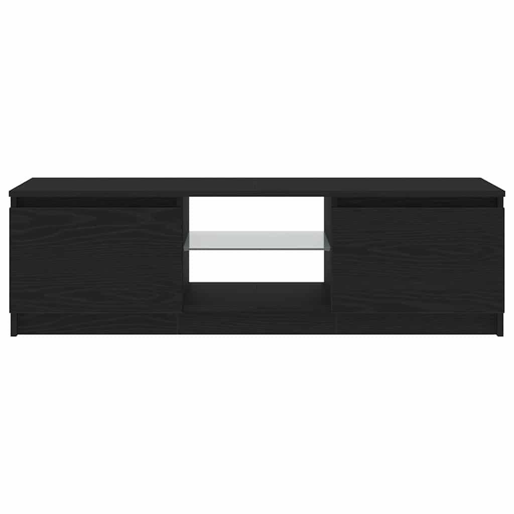 TV Cabinet with LED Lights Black Oak 120x30x36 cm