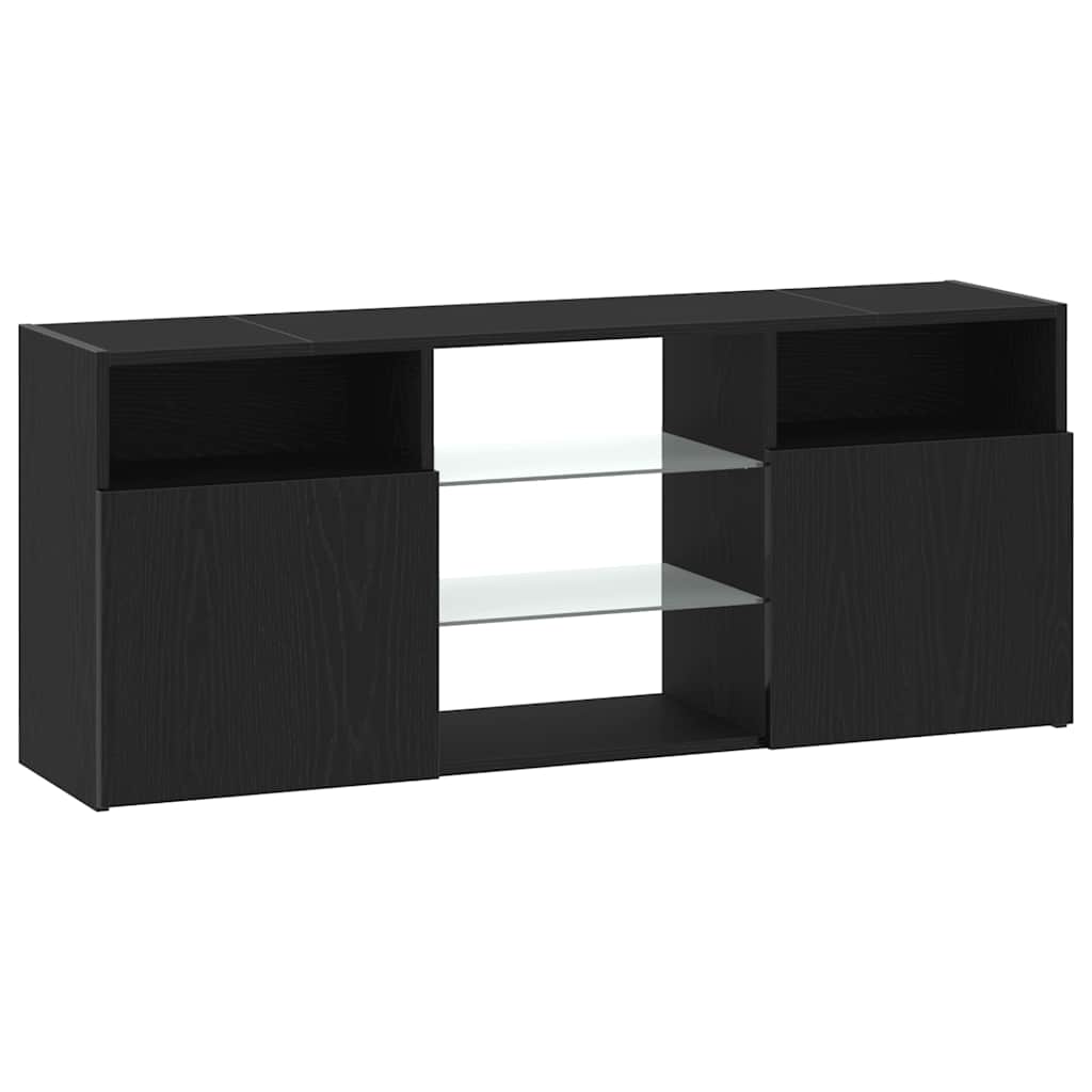 TV Cabinet with LED Lights Black Oak 120x30x50 cm