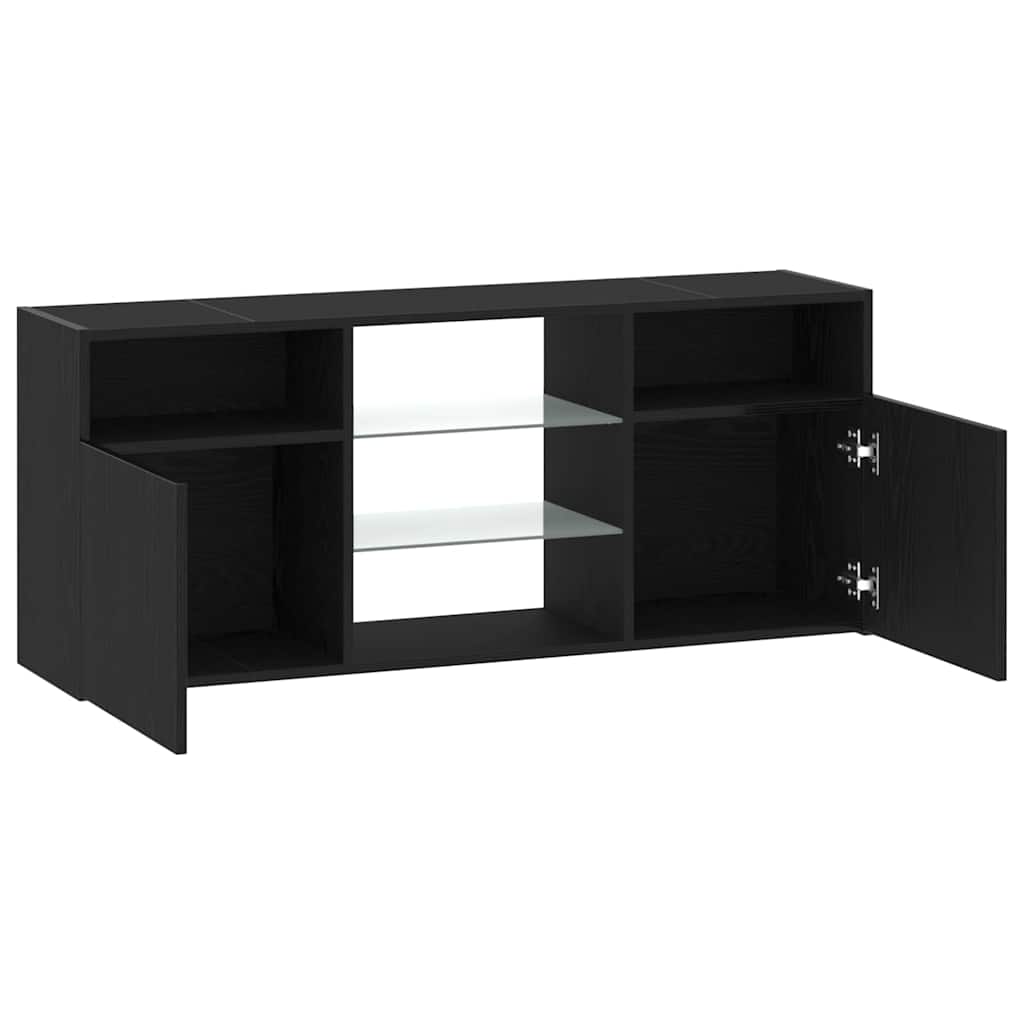 TV Cabinet with LED Lights Black Oak 120x30x50 cm