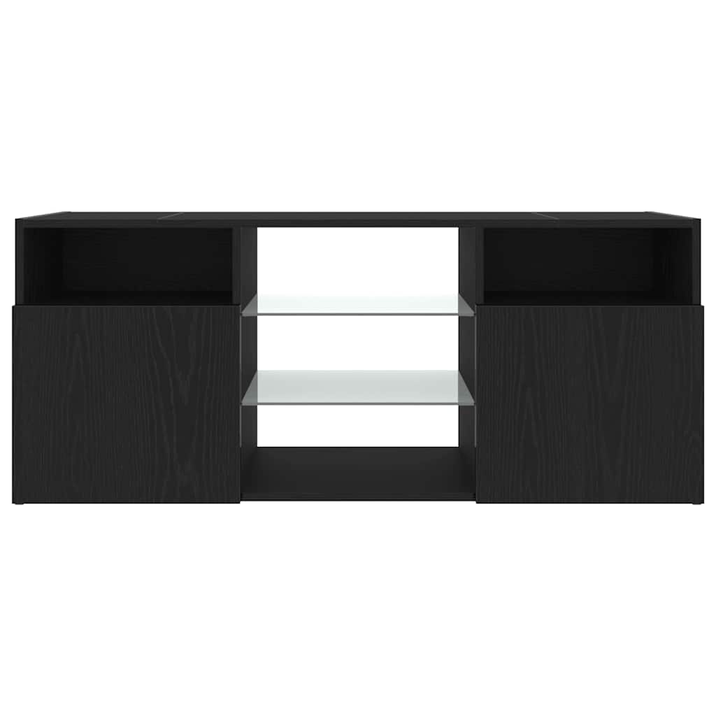 TV Cabinet with LED Lights Black Oak 120x30x50 cm