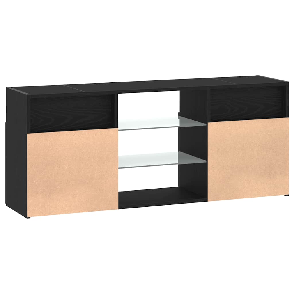 TV Cabinet with LED Lights Black Oak 120x30x50 cm