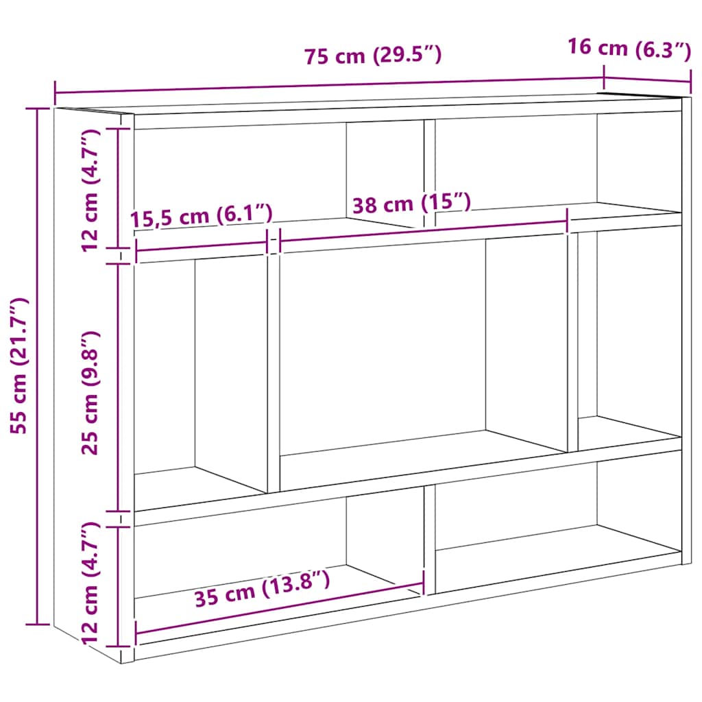 Wall Shelf Artisan Oak 75x16x55 cm Engineered Wood