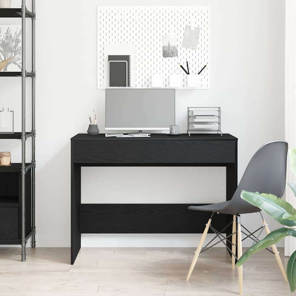 Desk Black Oak 101x50x76.5 cm Engineered Wood