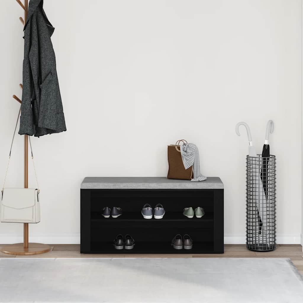 Shoe Bench Black Oak 100x35x45 cm Engineered Wood