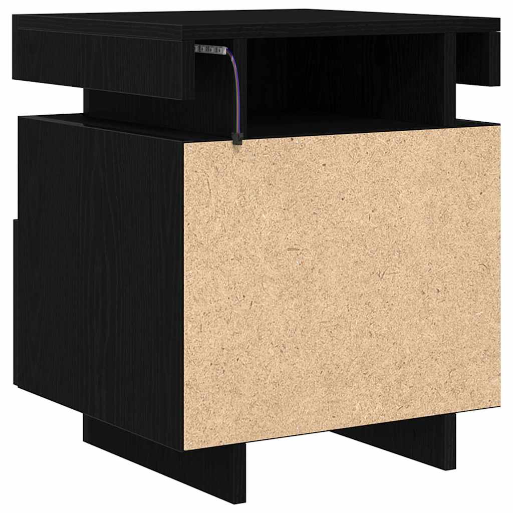 Bedside Cabinet with Drawer 2 pcs Black Oak 40 x 39 x 48,5 cm