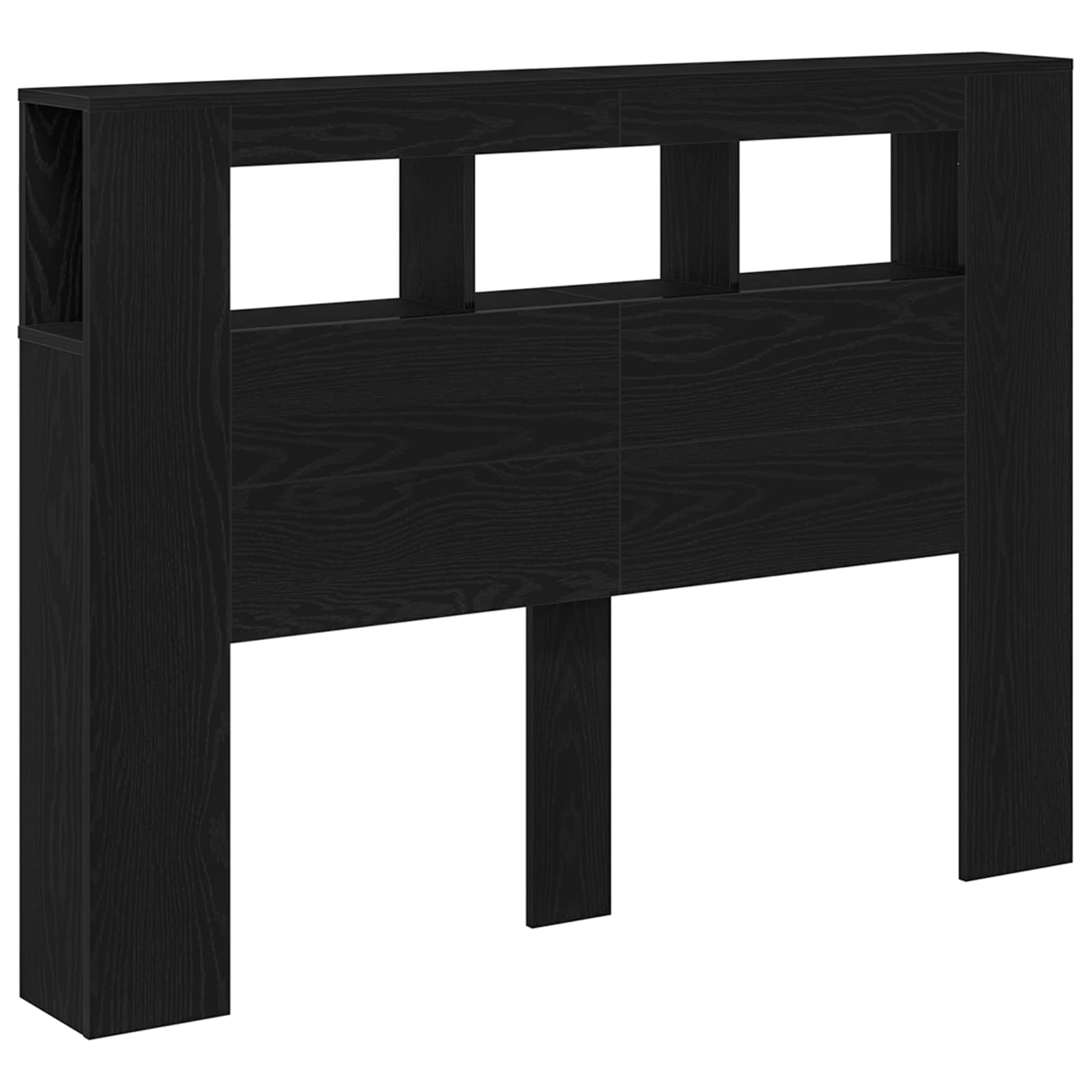 LED Headboard Black Oak 140 x 18,5 x 103,5 cm Engineered Wood