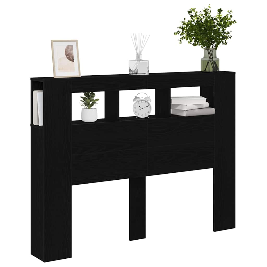 LED Headboard Black Oak 140 x 18,5 x 103,5 cm Engineered Wood