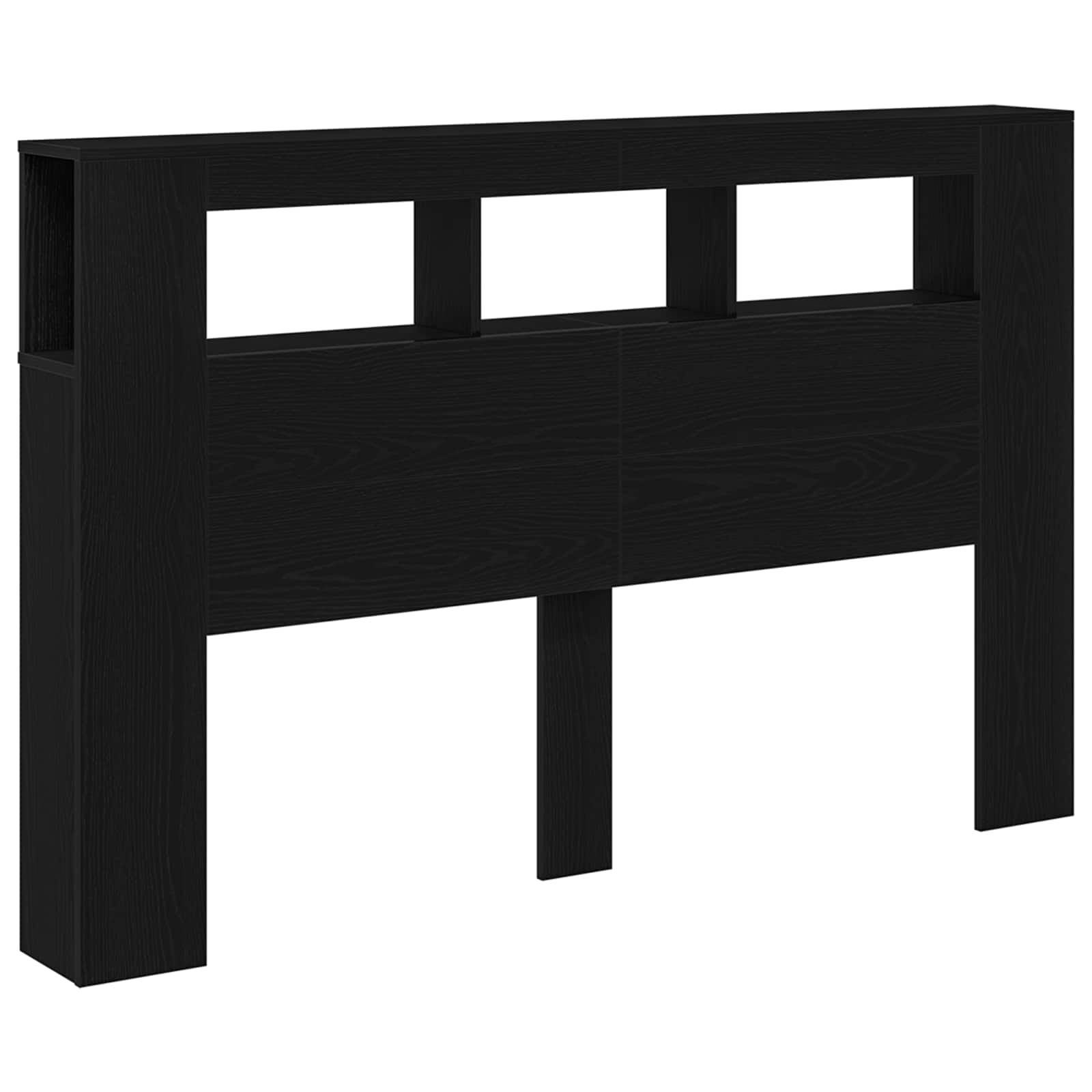LED Headboard Black Oak Engineered Wood