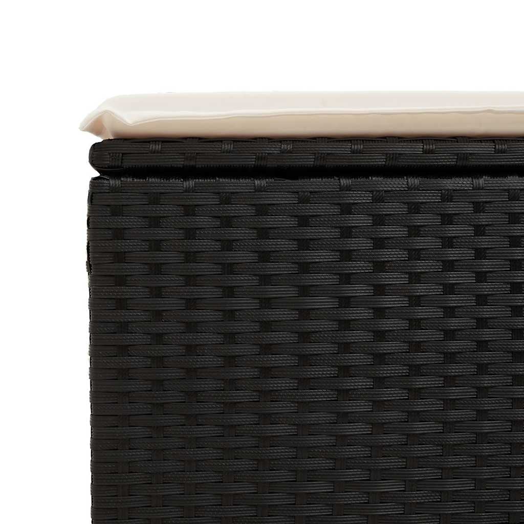 7 Piece Garden Sofa Set with Cushions Black Poly Rattan