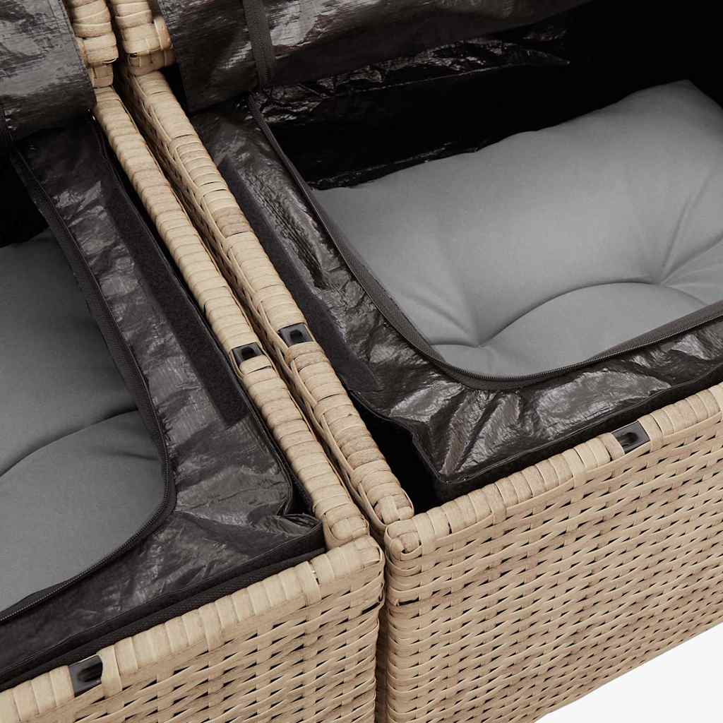 8 Piece Garden Sofa Set with Cushions Beige Poly Rattan