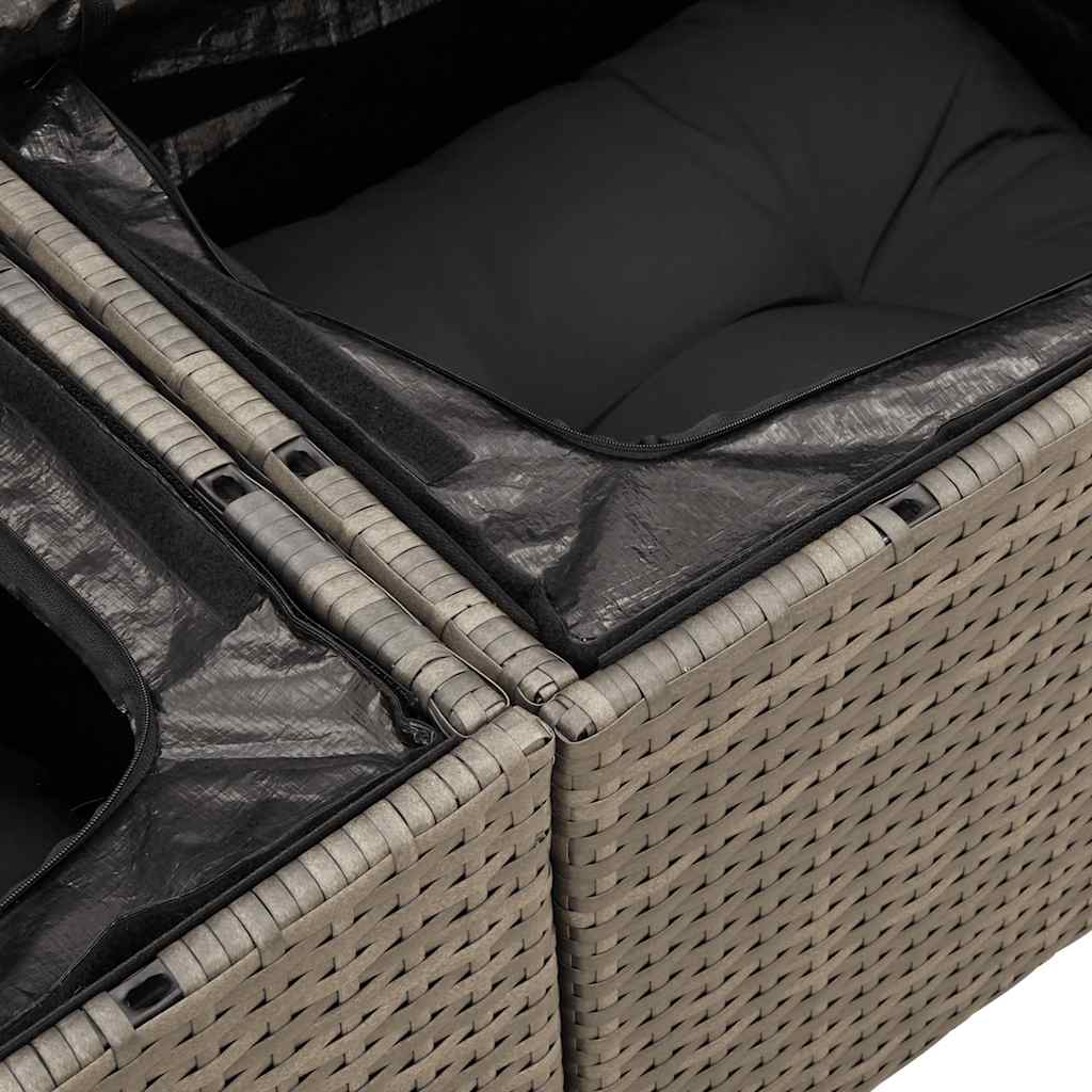 9 Piece Garden Sofa Set with Cushions Grey Poly Rattan