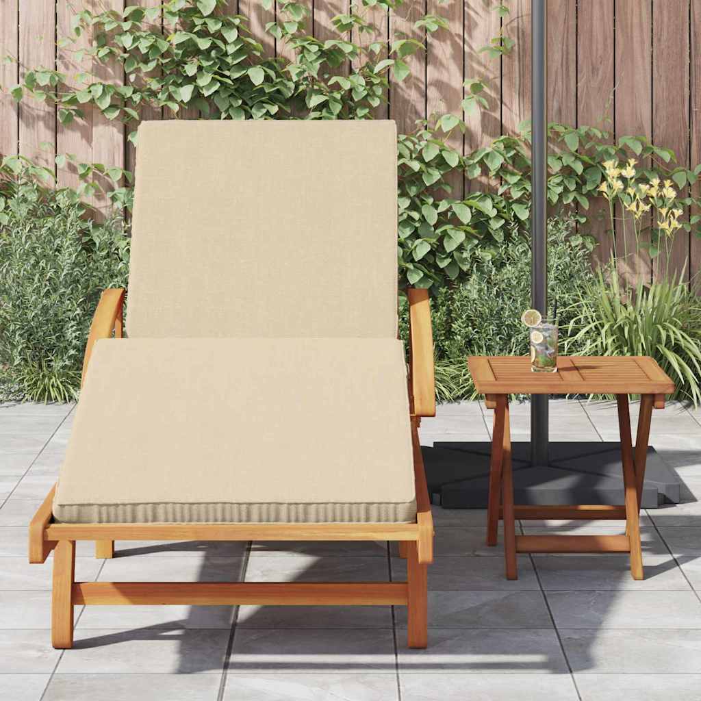 Sun Lounger Solid Acacia Wood Beige