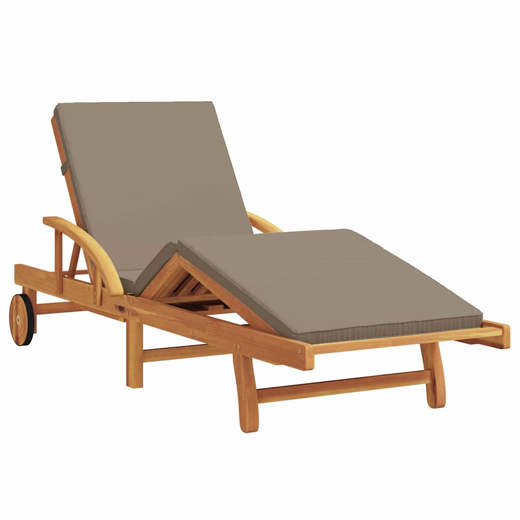 Sun Lounger Solid Acacia Wood Taupe