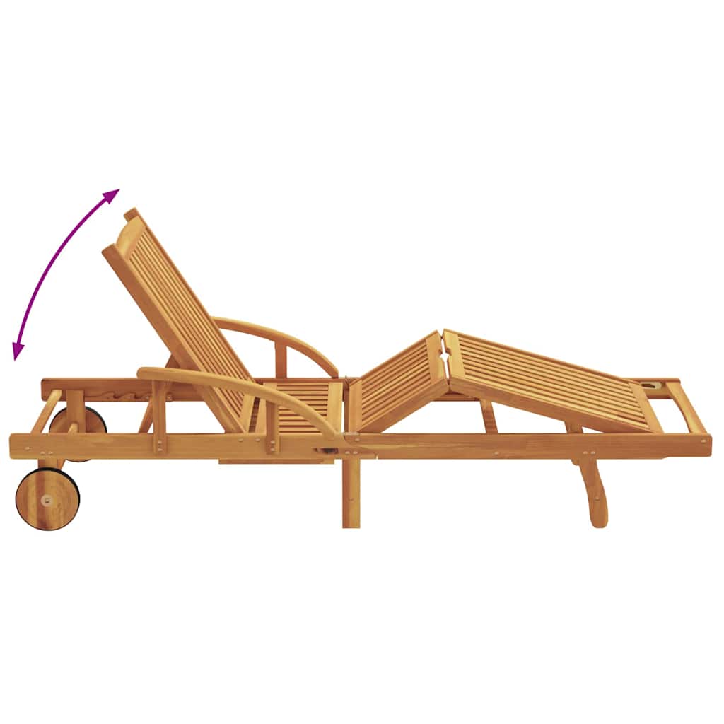Sun Lounger Solid Acacia Wood Taupe