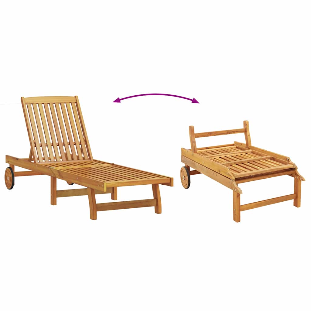 Sun Lounger Solid Acacia Wood Brown