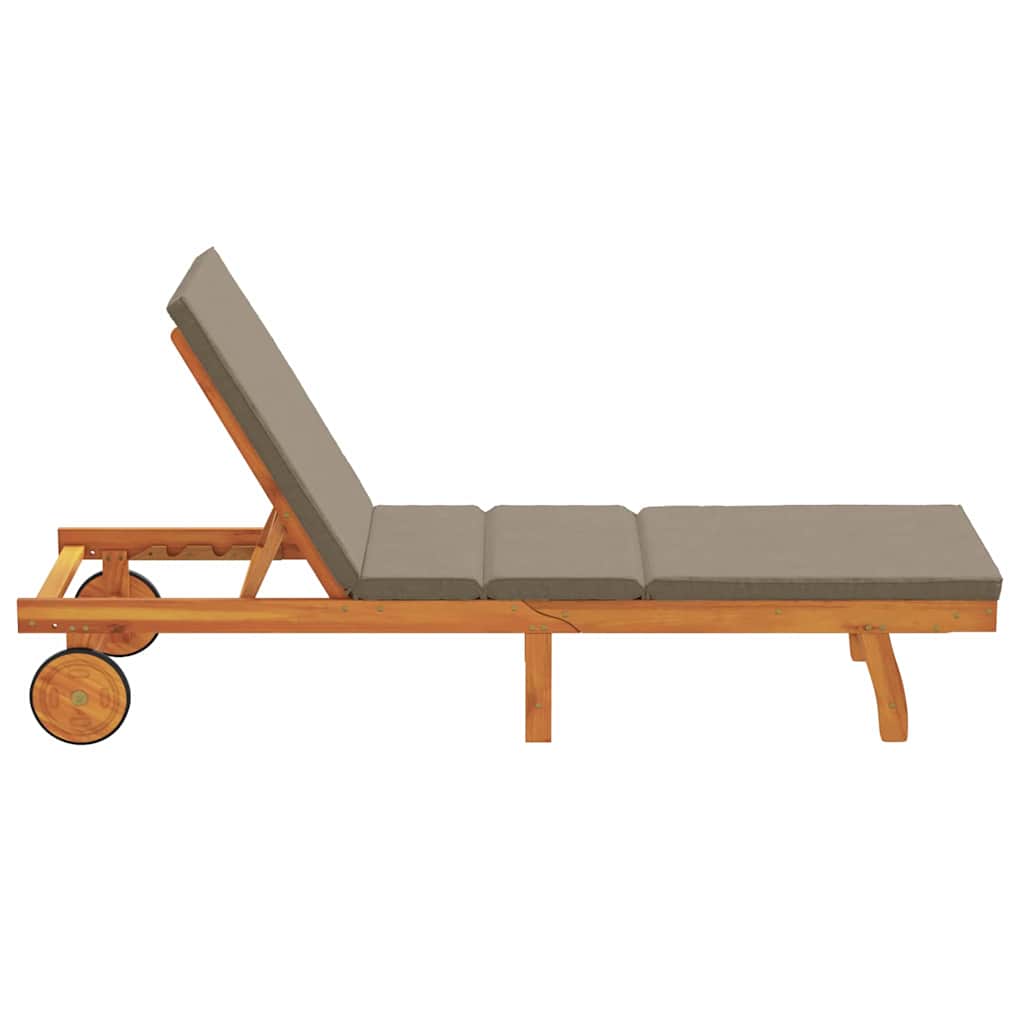 Sun Lounger Solid Acacia Wood Brown