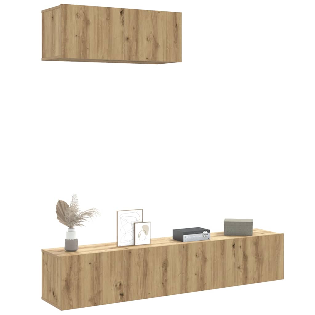 3 Piece TV Cabinet Set Wall-mounted Artisan Oak Engineered Wood