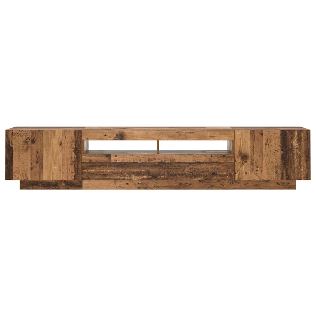 TV Cabinet with LED Lights Old Wood 200x35x40cm Engineered Wood