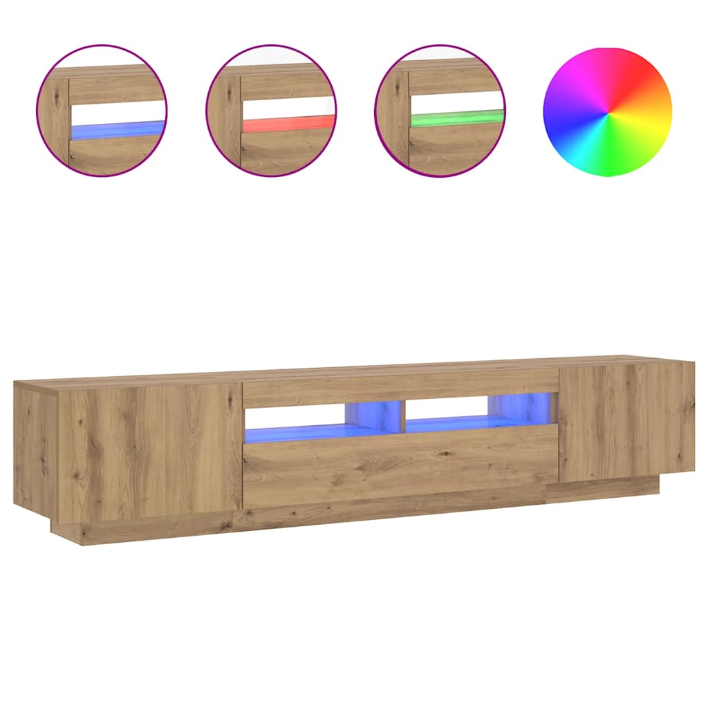 TV Cabinet with LED Lights Artisan Oak 200x35x40 cm