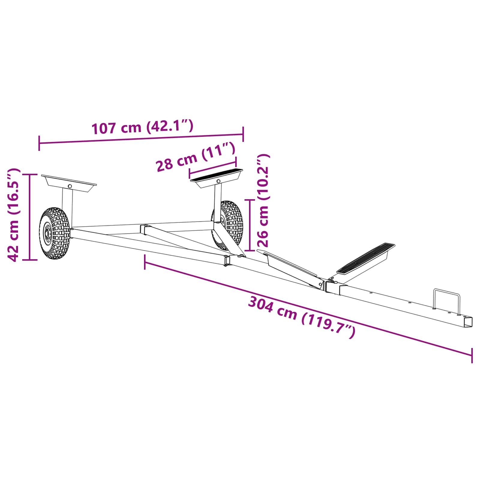 Boat Trailer Silver 302 x 107 x 42 cm Steel