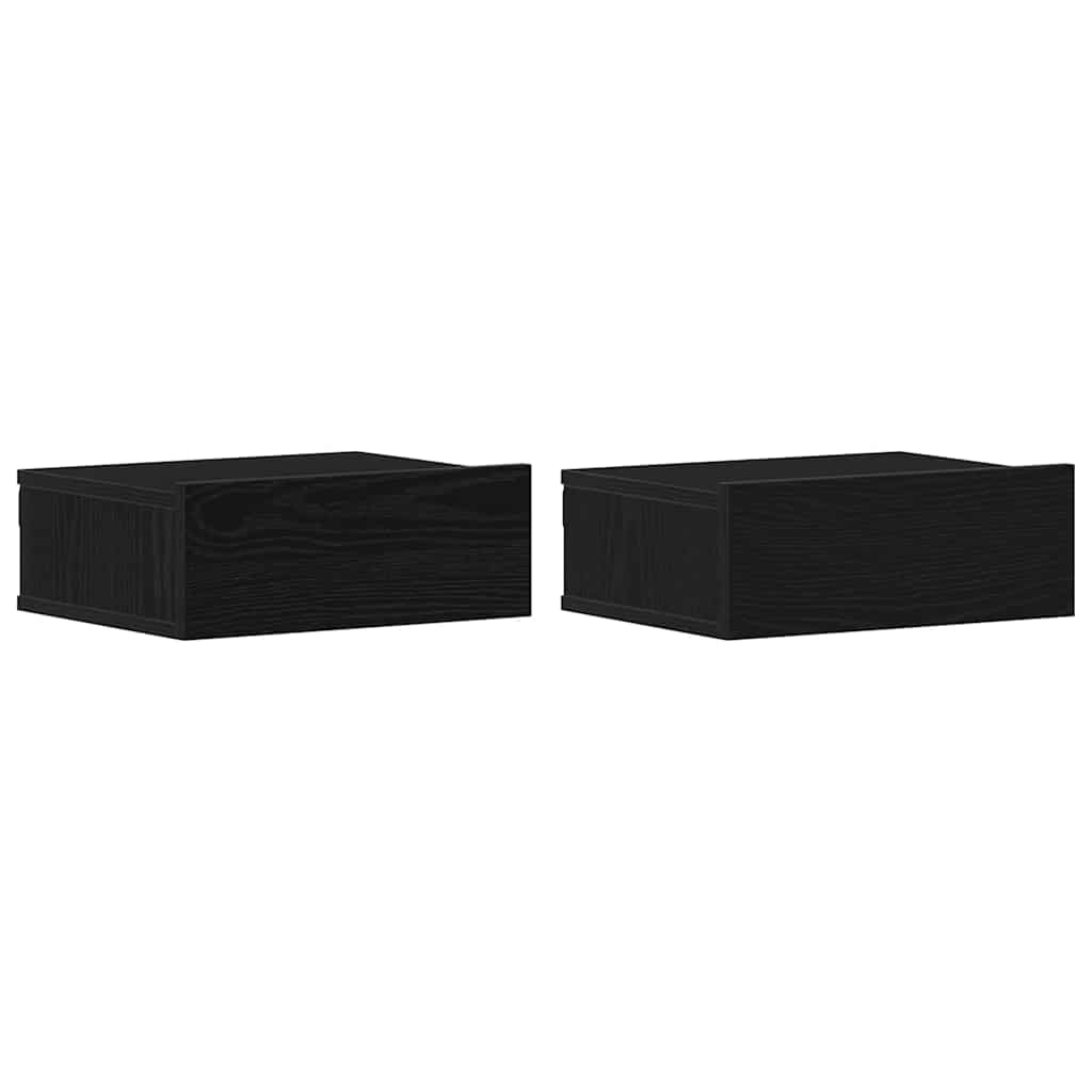 Floating Nightstands 2 pcs Black Oak 40x32x15cm Engineered Wood