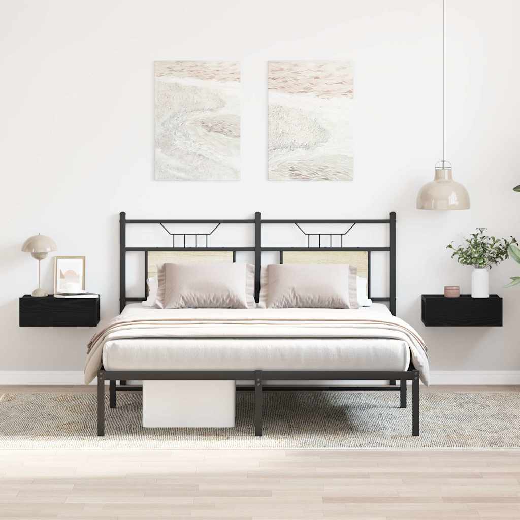 Floating Nightstands 2 pcs Black Oak 40x32x15cm Engineered Wood