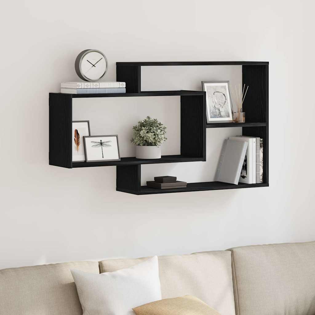 Wall Shelf Black Oak 104x20x58.5 cm Engineered Wood