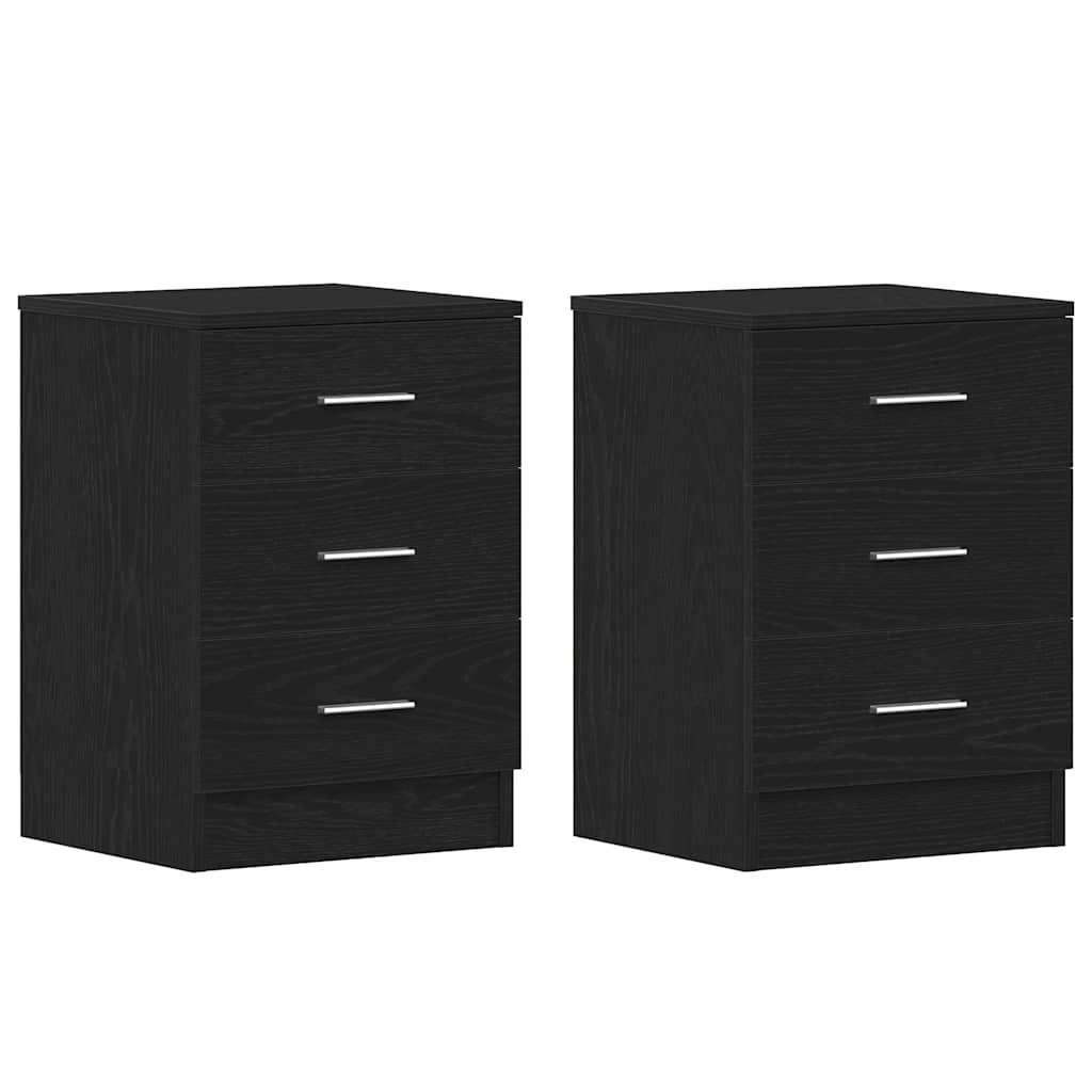 Bedside Cabinets 2 pcs Black Oak 38x35x55 cm Engineered Wood