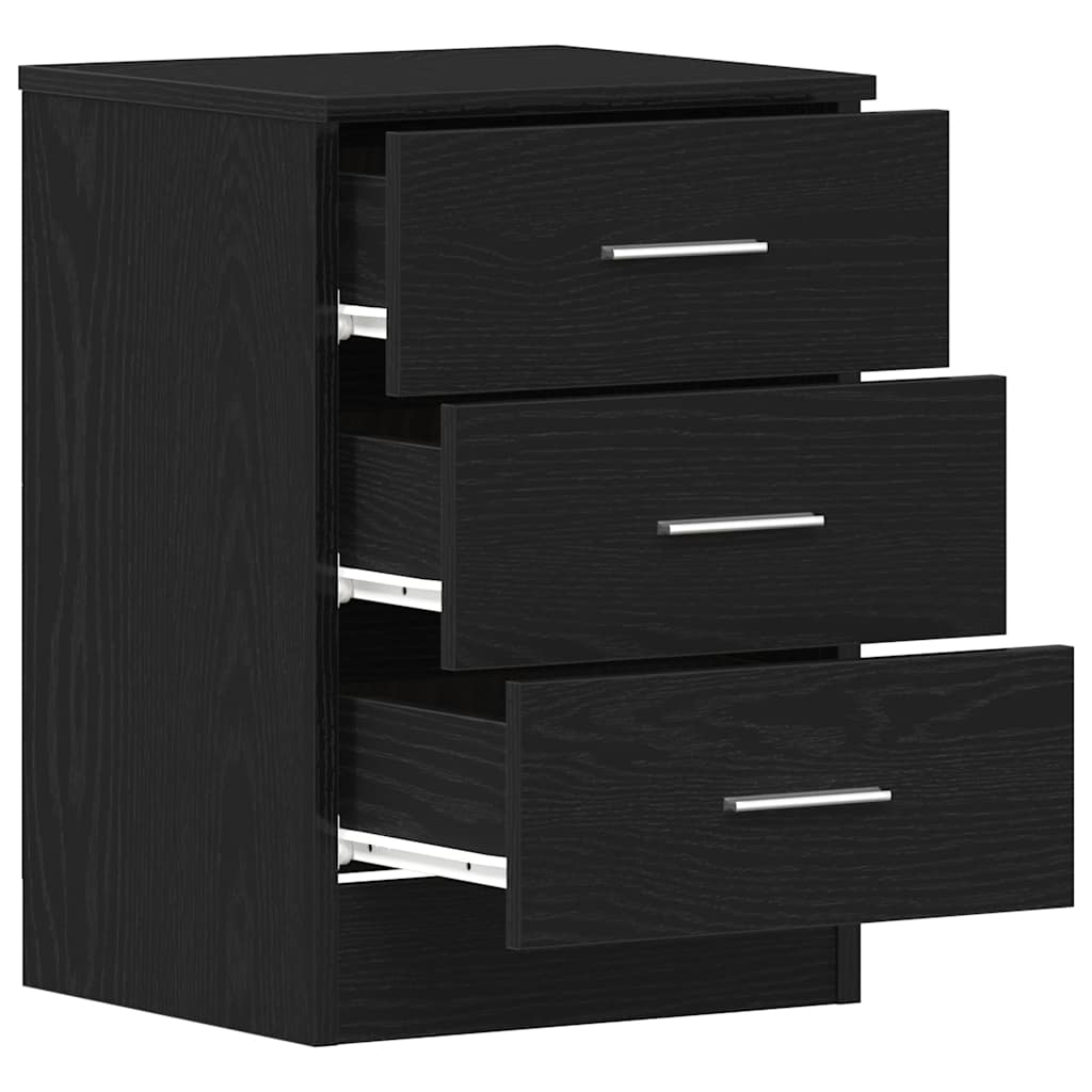 Bedside Cabinets 2 pcs Black Oak 38x35x55 cm Engineered Wood