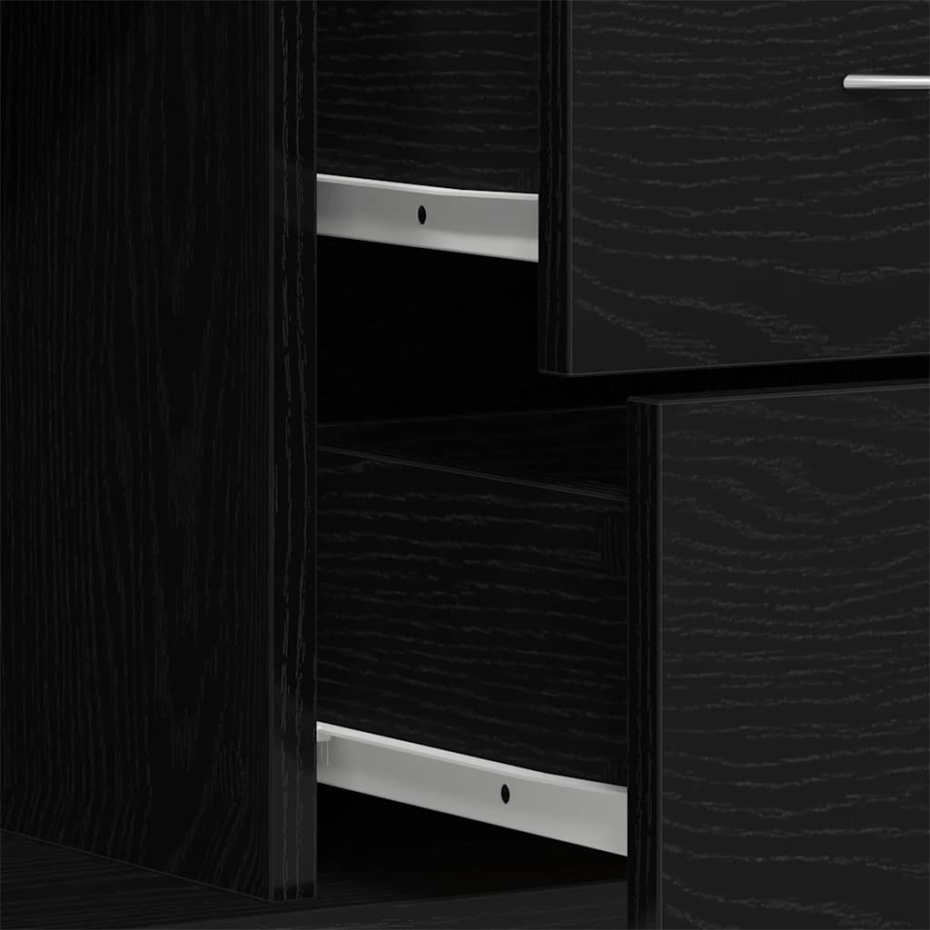 Sideboard Black Oak 88x30x64 cm Engineered Wood