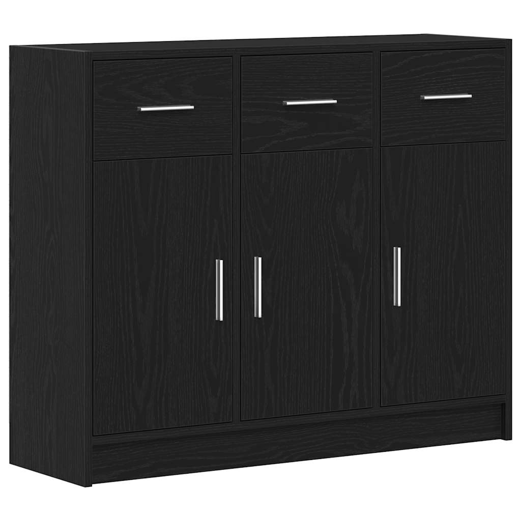 Sideboard Black Oak 91x28x75 cm Engineered Wood