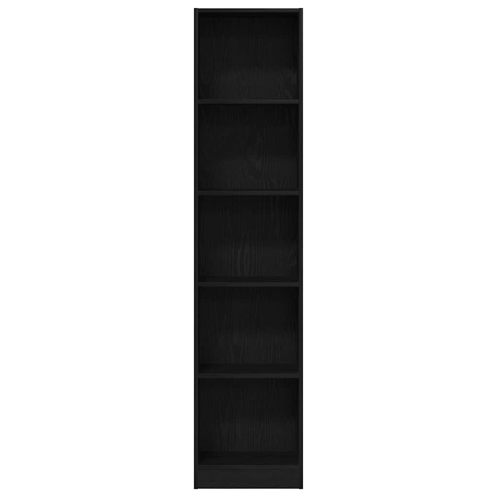 Bookcase Black Oak 40x24x176 cm Engineered Wood
