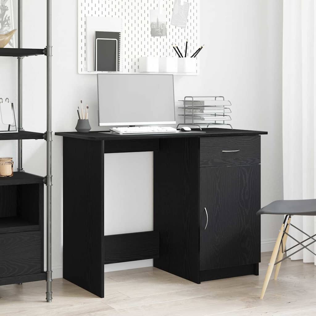 Desk with Drawer Black Oak 100 x 50 x 76 cm Engineered Wood