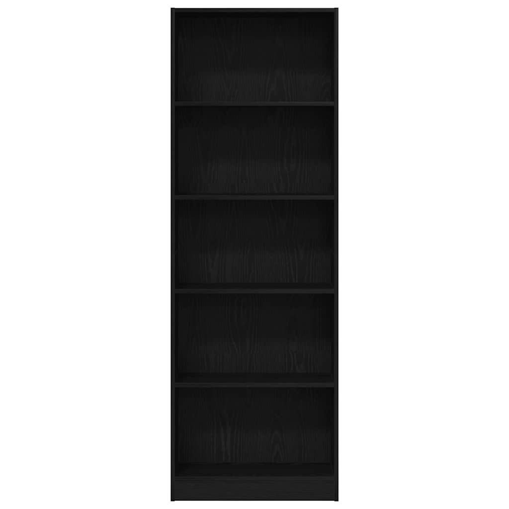 Bookcase Black Oak 60 x 24 x 176 cm Engineered Wood